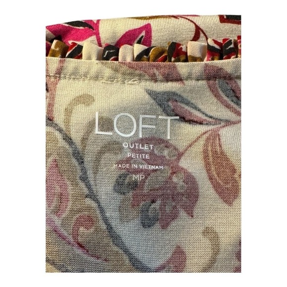 LOFT Outlet Petite Floral Blouse Long Sleeve Lace Trim Boho Chic Petite Medium‎ - Picture 7 of 8